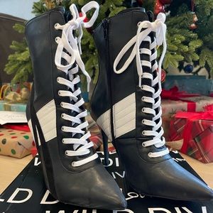 Wild Diva Lace up High Heel Sneaker Above Ankle Bootie